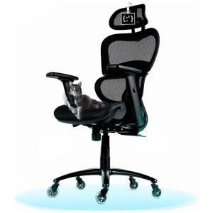 Cadeira de Escritório nômica com suporte lombar e rodas de patins, OBJECTCHAIR ERGO PRO BLACK, Preto