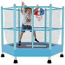 Cama Elastica Infantil com Diâmetro e Rede de Proteção para até 150 kg, ., LEJUMP, Azul