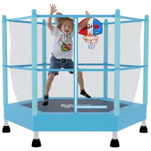 Cama Elastica Infantil com Diâmetro e Rede de Proteção para até 150 kg, ., LEJUMP, Azul