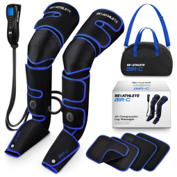 Massageador Elétrico de Compressão para Pernas e Pés 4 Modos e 3 Intensidades, Bivolt, REATHLETE AIR C, Preto