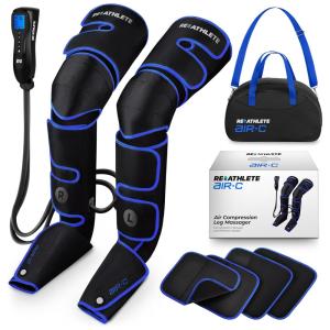Massageador Elétrico de Compressão para Pernas e Pés 4 Modos e 3 Intensidades, Bivolt, REATHLETE AIR C, Preto