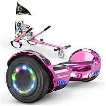 Hoverboard Elétrico com Fixação de Assento, APP, Auto Equilíbrio e Bluetooth, EVERCROSS J5, Rosa e Preto