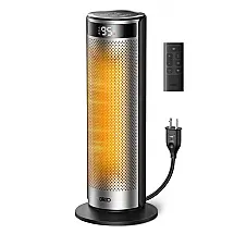 Aquecedor de Torre DREO DR-HSH028 Prata PTC 51,31 cm Duplo Motor DC Oscilacao 70 graus FortPlug 34dB Timer 12h ETL 120V