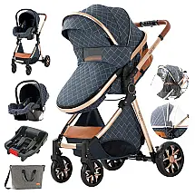 Carrinho de Bebê 2 em 1 Travel System com Base para Carro e Dobra Fácil, MoLi, Azul