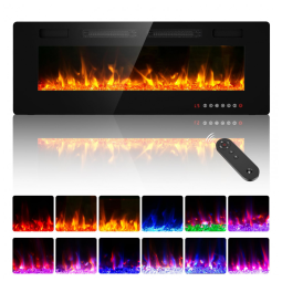 Lareira Elétrica BREEZEHEAT 152 cm, Montada na Parede/Independente, com Aquecedor, Controle Remoto, Tela Touch, Chama LED, Timer 8h