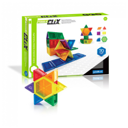 Blocos magnéticos PowerClix Solids Guidecraft com 70 peças coloridas para construção 3D e atividades STEM