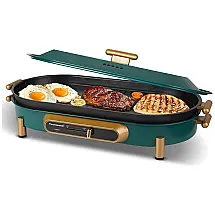 Churrasqueira Elétrica Portátil serve 5 Porções com Painel de Controle, 1200W, 110v, TECHWOOD TWRG 01G, Verde
