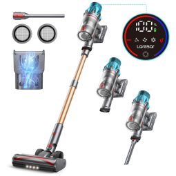 Aspirador de Pó sem Fio com Tela Sensível ao Toque 550W e 45Kpa, até 60 Minutos de Autonomia, 110V, Laresar, Dourado