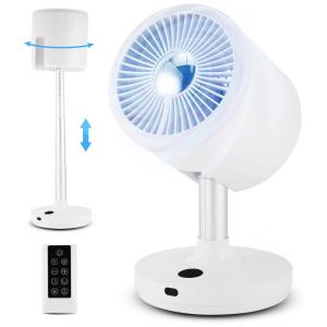 Ventilador de Mesa Portátil com Altura Ajustável, Controle Remoto e Bateria Recarregável USB, 5V, Epidioxi, Branco