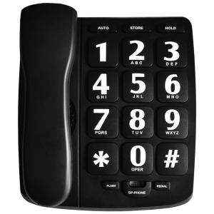 Telefone com Fio para Idosos com Tecla Grande e Toque Alto, 1 Ap, HEPESTER 8541729869, Preto