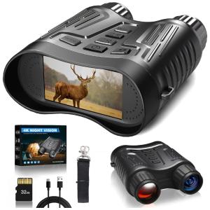 Binóculos Digital HD Infravermelho, 32GB, 3X Zoom, 1080p, Alcance 182M, JSTOON, Marrom