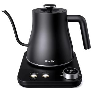 Gooseneck Chaleira Elétrica 0.8 L com Desligamento Automático, 1200W, 110v, ULALOV GK201, Preto