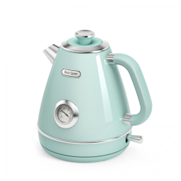 Chaleira Elétrica Hazel Quinn Verde Menta Retro 1,7L 1200W Inox 304 Termômetro Proteção Tripla Auto Desligamento Fervura Rápida 110V