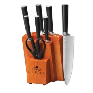 Conjunto de Facas em Aço Inoxidável com Bloco de Bancada, 8 Peças, GINSU COK KB RB 008 3, Preto