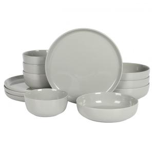 Aparelho de Jantar com 12 Peças de Porcelana Ideal para 4 Pessoas, Gibson Home Oslo, Cinza