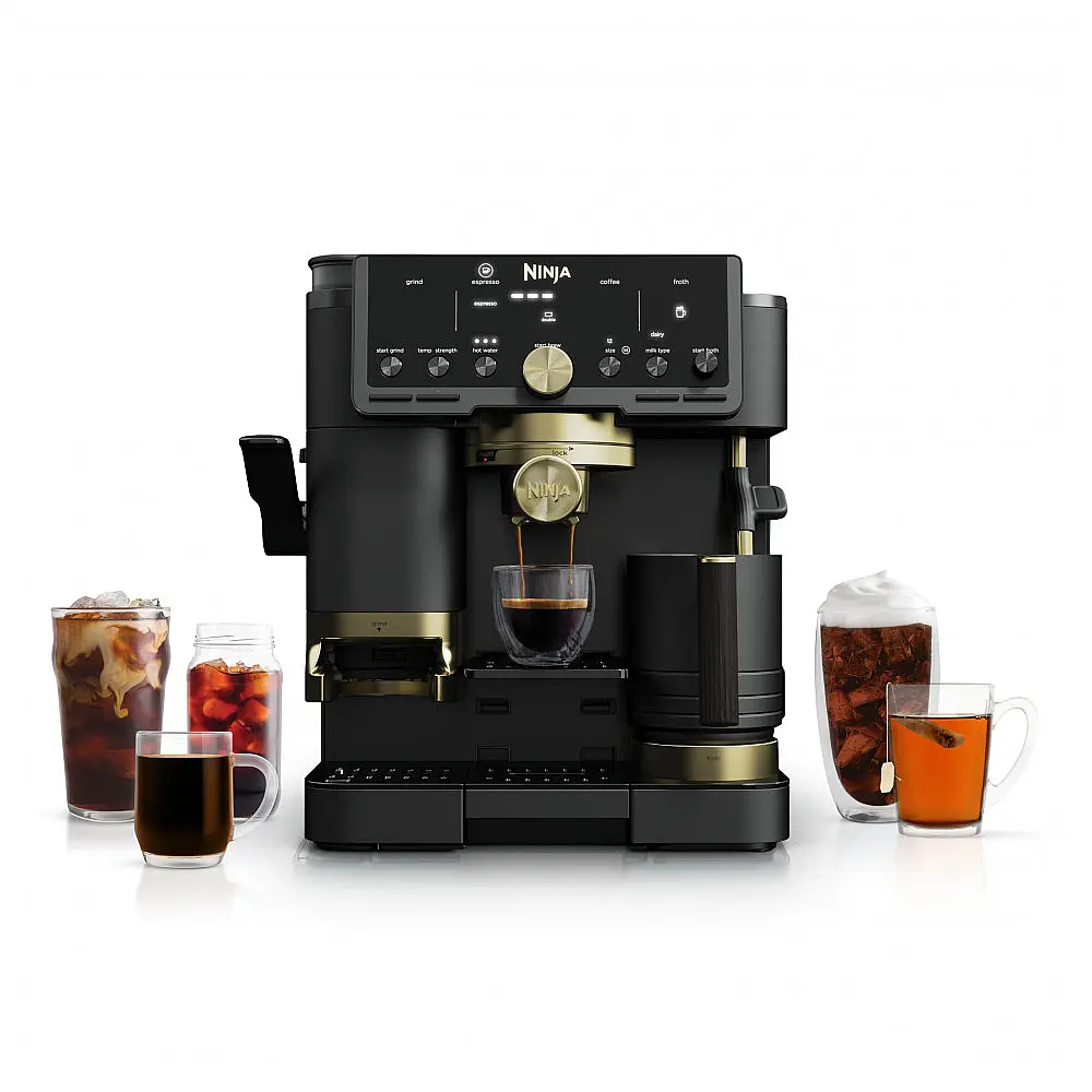 Cafeteira Ninja Luxe™ ES771BK David Beckham 3-em-1 Espresso Moedor Preto Dourado 120V