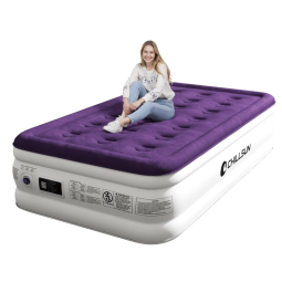 Colchão Inflável Solteiro com Bomba Embutida, Para até 250KG, CHILLSUN, Roxa