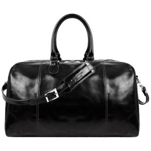 Bolsa de Viagem Masculina Clássica de Couro, TIME RESISTANCE, Marrom