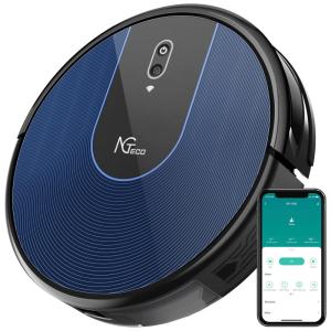 Aspirador de Pó Robô com Conexão via APP WIFI, 110V, NGTeco Rv1100, Preto e Azul