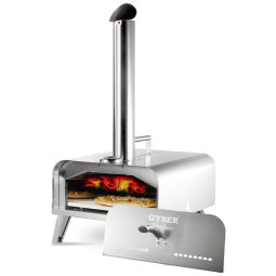 Forno de Pizza a Carvão Portátil Aço Inoxidável, GYBER, Prateado