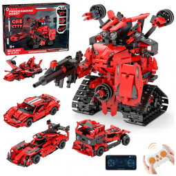 Kit robô F1 5 em 1 QHECTTY com 785 peças, carros e robô com app e controle remoto para crianças 6 a 14 anos