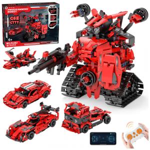 Kit robô F1 5 em 1 QHECTTY com 785 peças, carros e robô com app e controle remoto para crianças 6 a 14 anos