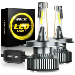 Kit Xenon Lâmpadas LED Branca 16000 Lúmens 6000K, 2 Peças, AUXITO H4 HB2 9003, Preto