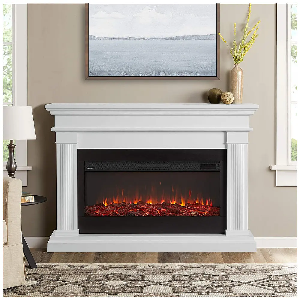 Lareira Elétrica Real Flame 149x107cm 5100BTU Chamas 6 Cores Timer Branca 110V — foto 2