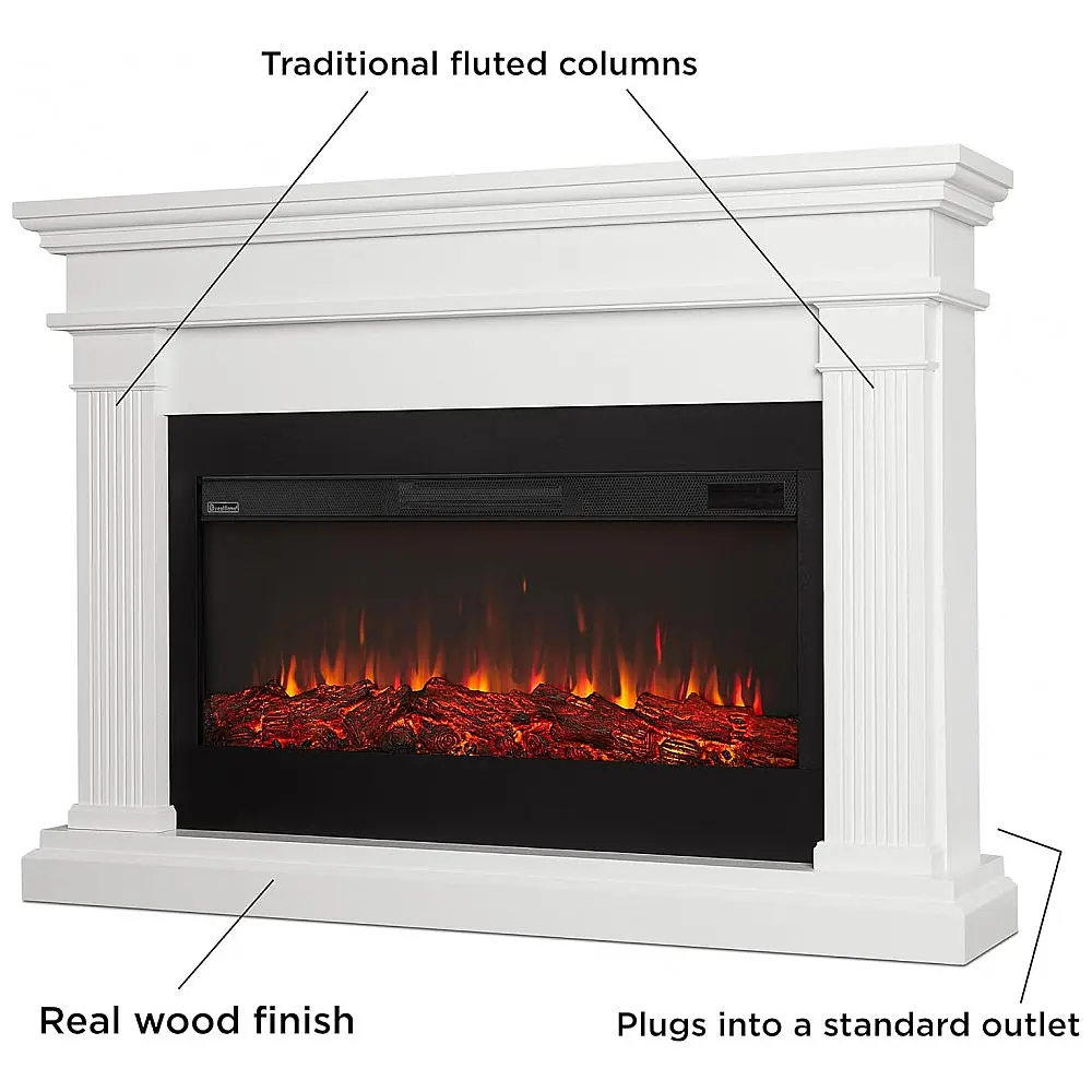 Lareira Elétrica Real Flame 149x107cm 5100BTU Chamas 6 Cores Timer Branca 110V — foto 3