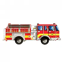 Quebra Cabeça Infantil de Chão, Tema Caminhão de Bombeiros com 24 Peças para Crianças Acima de 3 Anos, Melissa Doug, Vermelho