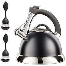 Chaleira de Chá 3L em Aço Inoxidável com Apito, PYKAL KIT WK 001 BLACK EU, Prateado