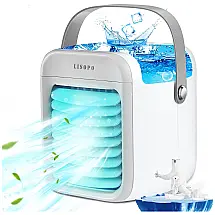 Climatizador de Ar Portátil Recarregável com Luz LED em 7 Cores, LISOPO Portable Air Conditioner, Branco