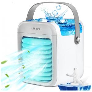 Climatizador de Ar Portátil Recarregável com Luz LED em 7 Cores, LISOPO Portable Air Conditioner, Branco
