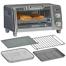 Forno Elétrico BLACK+DECKER Crisp N Bake Air Fry, 5L, 4 Pães, 5 Funções, Pizza 23cm, Timer 30min, Assa, Grelha, Frita