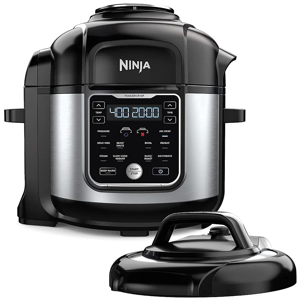 Panela de Pressão Elétrica 8L com 12 Predefinições, Painel de Led e Aço Inoxidável, 110V 1760W, NINJA OS401, Prateado