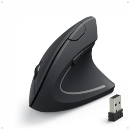 Mouse Ergonômico Vertical Óptico sem Fio Reduz a Tensão do Pulso Multifunções, 800, 1600 DPI, ANKER AK 98ANWVM UBA, Preto