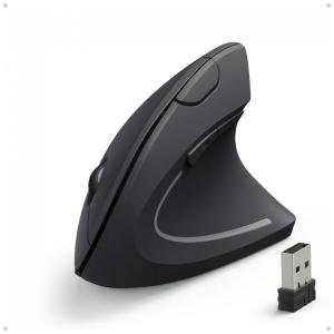 Mouse Ergonômico Vertical Óptico sem Fio Reduz a Tensão do Pulso Multifunções, 800, 1600 DPI, ANKER AK 98ANWVM UBA, Preto