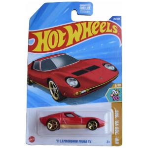 Carrinho Hot Wheels 71 Lamborghini Miura SV, Décadas de 70 vs 90, Escala 1:64, Vermelho