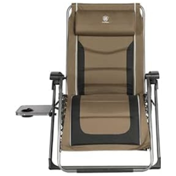 Cadeira Reclinável Ajustável Gravidade Zero com Apoio de Cabeça e Porta Copos, EVER ADVANCED, Marrom