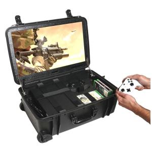 Estação de game portátil, com monitor. Console e acessórios não incluídos, CASE CLUB, Preto