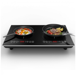 Cooktop de Indução Dupla Portátil com Controle Digital e Trava de Segurança 4000W, 110v, VBGK, Preto