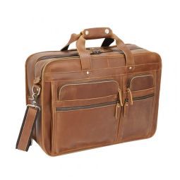Bolsa Maleta de Couro Masculina para Laptop, TEXBO, Marrom Claro