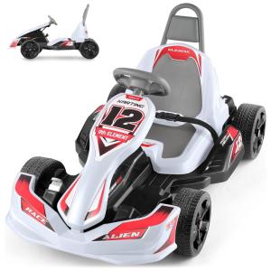 Carro Elétrico Infantil a Bateria 12V com 2 Velocidades e Assento, Idade Rec 3 a 8 Anos, ELEMARA, Branco