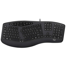 AKB 160UB Teclado Ergonômico Dividido Sem Fio Recarregável Reduz a Tensão das Mãos, ADESSO AKB160UB, Preto