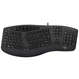 AKB 160UB Teclado Ergonômico Dividido Sem Fio Recarregável Reduz a Tensão das Mãos, ADESSO AKB160UB, Preto