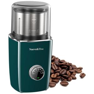 Moedor de Café Elétrico sem Fio com Tigela Removível de Aço Inoxidável, 110V 200W, Nueve Five, Verde