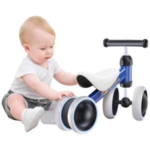 Bicicleta sem Pedal Infantil com 4 Rodas para Crianças de 1 a 4 Anos, DONICO UNO ALLINIZIO, Azul