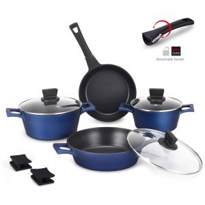 Conjunto de Panelas Antiaderente por Indução, 10 Peças, MGUOGUO, Azul