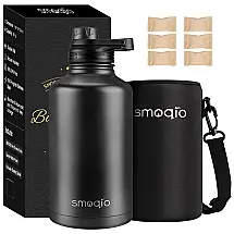 SMOQIO GCooler Portátil para Garrafas de cerveja com Isolamento Duplo, Aço Inox, Preto