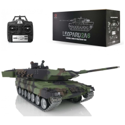 Tanque Leopard 2A6 de Controle Remoto com Trilhos de Metal e Torre Giratória para Adultos